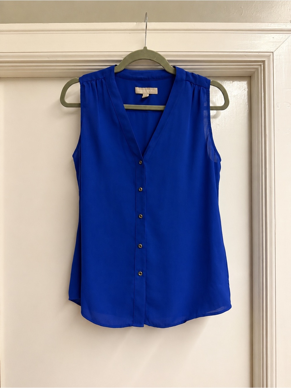 Banana Republic Sleeveless Button-Front Top - Cobalt, Size 4
